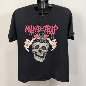 Grim Days Shirt Mens Large Black Mind Trip Skull Psychedelic Graphic‎ Tee Horror